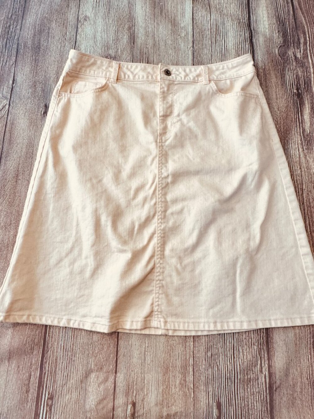 Liz Claiborne Peach Colored A-Line Denim Skirt Size 12 EUC